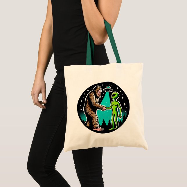 Bigfoot Meets Alien Tote Bag (Front (Product))