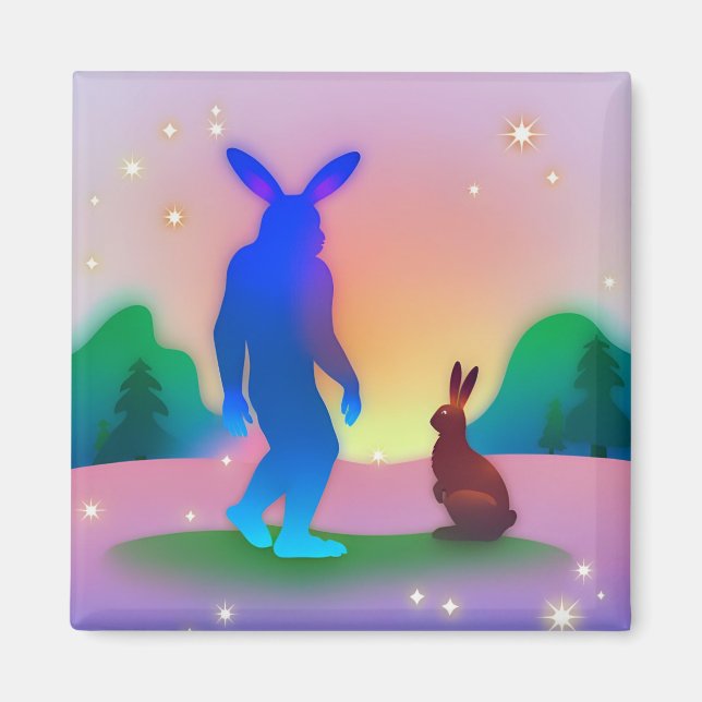 Bigfoot meets Easter Bunny Magnet (Front)