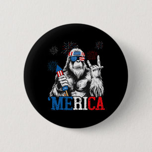 Bigfoot Merica 4th Of July Funny Boys Men Sasquatc 6 Cm Round Badge