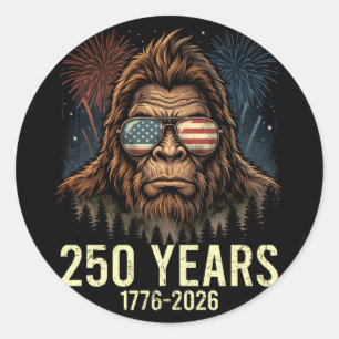Bigfoot merica firework 4th of july 250 classic round sticker