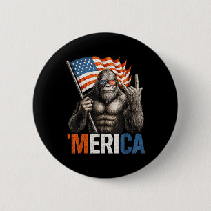 Bigfoot ’merica Patriotic Sasquatch Rocking Americ 6 Cm Round Badge