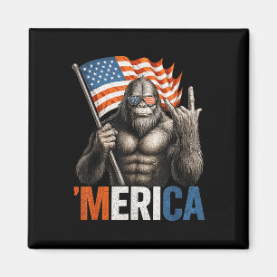 Bigfoot ’merica Patriotic Sasquatch Rocking Americ Magnet