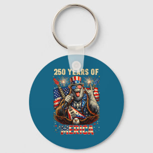 Bigfoot merica rock 4th of july 250 anniversary us key ring