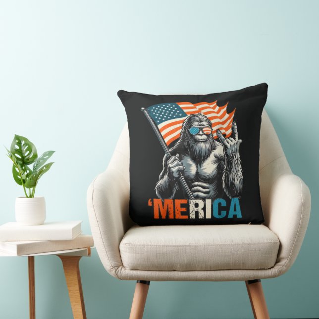 Bigfoot Merica Rock American Flag Cushion (Chair)