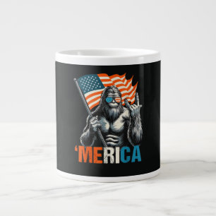Bigfoot Merica Rock American Flag Large Coffee Mug