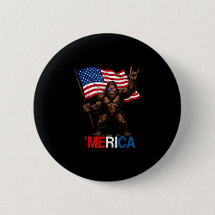 Bigfoot merica rock american flag patriotic 4th of 6 cm round badge
