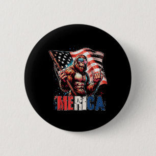 Bigfoot Merica Rock American Flag Patriotic 4th Of 6 Cm Round Badge