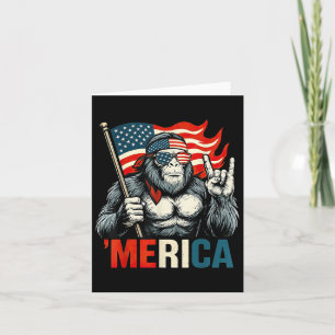 Bigfoot Merica Rock American Flag Patriotic 4th Of Card