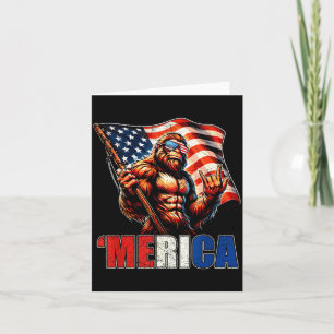 Bigfoot Merica Rock American Flag Patriotic 4th of Card
