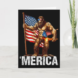 Bigfoot Merica Rock American Flag Patriotic 4th Of Card