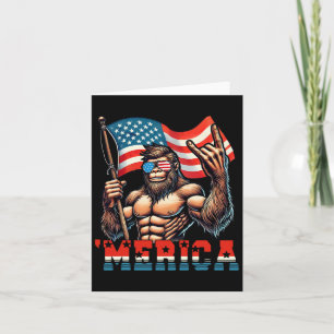 Bigfoot Merica Rock American Flag Patriotic 4th Of Card