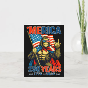 Bigfoot Merica Rock American Flag Patriotic 4th of Card