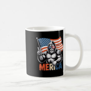 Bigfoot Merica Rock American Flag Patriotic 4th Of Coffee Mug