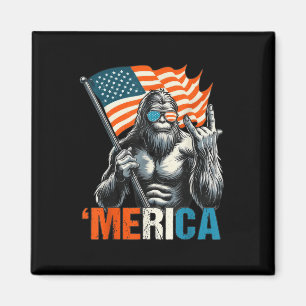 Bigfoot Merica Rock American Flag Patriotic 4th Of Magnet