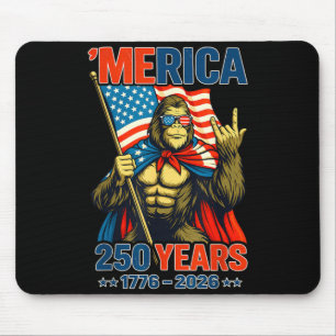 Bigfoot Merica Rock American Flag Patriotic 4th of Mouse Pad