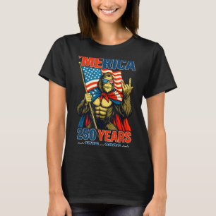 Bigfoot Merica Rock American Flag Patriotic 4th of T-Shirt
