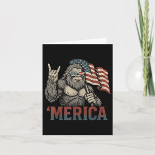 Bigfoot Merica Rock American Flag Patriotic Usa 4t Card