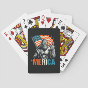 Bigfoot Merica Rock American Flag Playing Cards