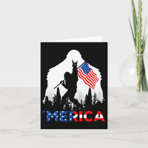 Bigfoot Merica Rock American Usa Flag Patriotic 4t Card