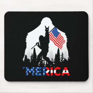 Bigfoot Merica Rock American Usa Flag Patriotic 4t Mouse Pad