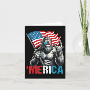 Bigfoot Merica Rock Patriotic American Flag 4th Of Card