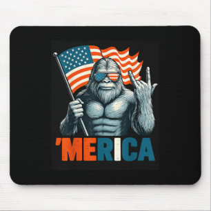 Bigfoot Merica Rock Patriotic American Flag 4th Of Mouse Pad