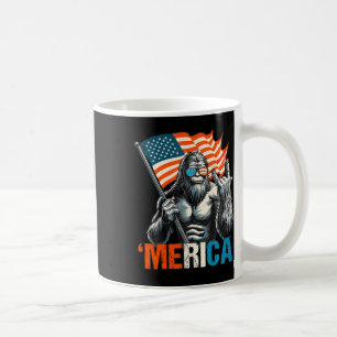 Bigfoot Merica Rock Usa American Flag 4th Of July  Coffee Mug