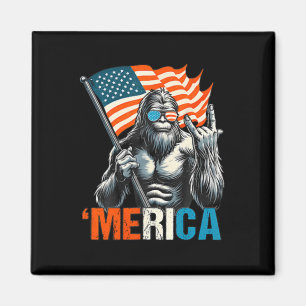 Bigfoot Merica Rock Usa American Flag 4th Of July Magnet