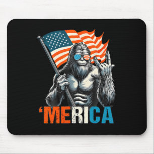 Bigfoot Merica Rock Usa American Flag 4th Of July  Mouse Pad