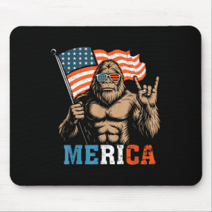 Bigfoot Merica Rock Usa Flag Patriotic 4th Of July Mouse Pad