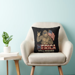 Bigfoot 'Merica Still Missed' Patriot 4th of July Cushion
