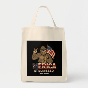 Bigfoot 'Merica Still Missed' Patriot 4th of July Tote Bag