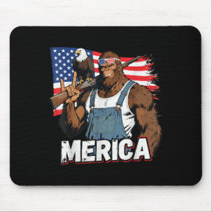 Bigfoot Merica USA Eagle American Flag Patriotic Mouse Pad