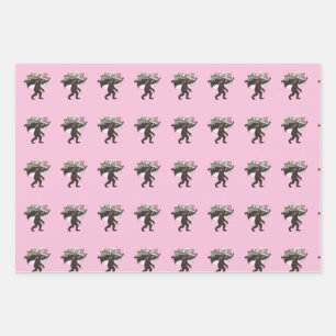 Bigfoot Merry Christmas Wrapping Paper Sheet