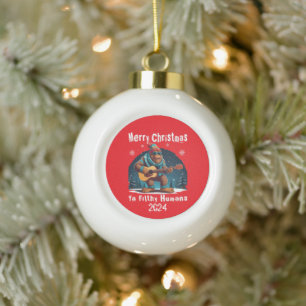 Bigfoot Merry Christmas Ya Filthy Humans Ceramic Ball Christmas Ornament