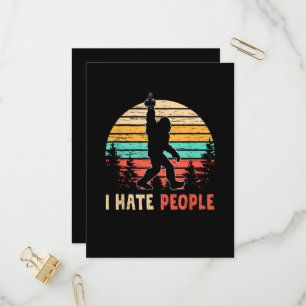Bigfoot Middle Finger I Hate People Invitation Postcard