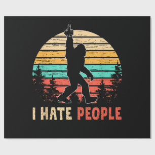 Bigfoot Middle Finger I Hate People Wrapping Paper