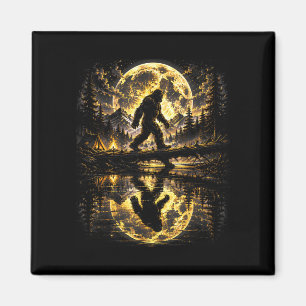 Bigfoot moonlight forest reflection adventure magnet