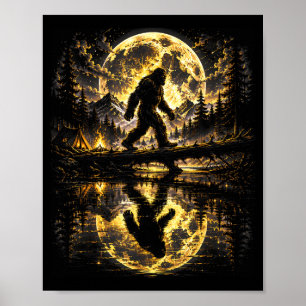 Bigfoot moonlight forest reflection adventure poster