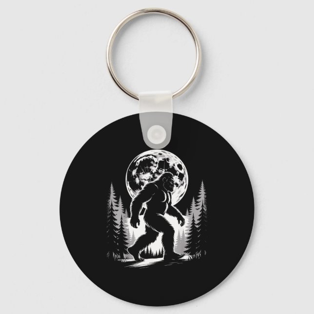 Bigfoot Moonlight Sasquatch Forest Cryptid Outdoor Key Ring (Front)