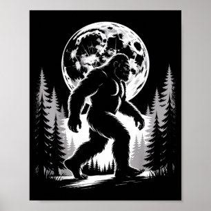 Bigfoot Moonlight Sasquatch Forest Cryptid Outdoor Poster