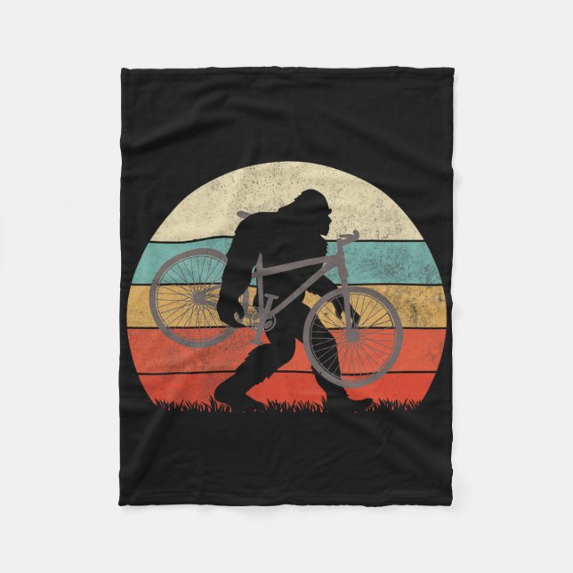Bigfoot Mountain Bike Funny Mtb Biking Cycling Sas Fleece Blanket (Front)