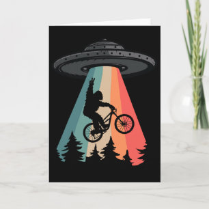 Bigfoot Mountain Bike Ufo Alien Abduction Shirt Fu Card