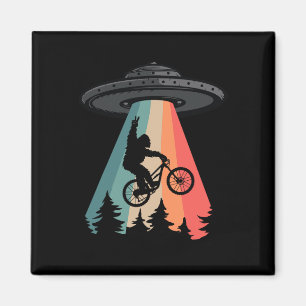 Bigfoot Mountain Bike Ufo Alien Abduction Shirt Fu Magnet