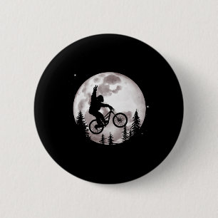 Bigfoot Mountain Bike With Moon Shirt Funny Biking 6 Cm Round Badge