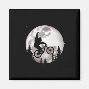 Bigfoot Mountain Bike With Moon Shirt Funny Biking Magnet