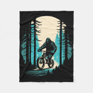Bigfoot Mountain Biker Sasquatch Mtb Biking Forest Fleece Blanket