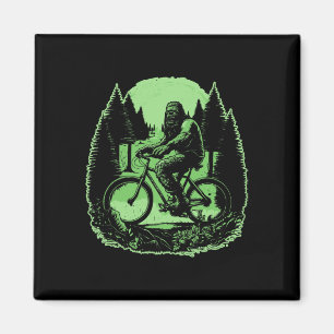 Bigfoot Mountain Biker Sasquatch Mtb Biking Forest Magnet