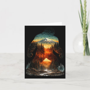 Bigfoot Mountain Forest Sunset Outdoor Retro Card