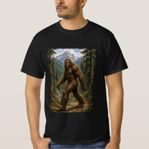 Bigfoot Mountain Forest Walking Design T-Shirt
